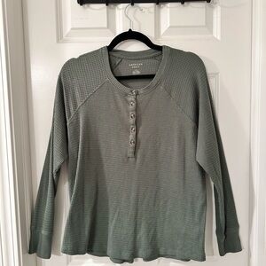 American Eagle Outfitters Gray Waffle Knit Top